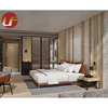 أثاث غرفة نوم فندق فاخر مصنوع من الخشب الصلب بحجم كينج وسرير جلدي