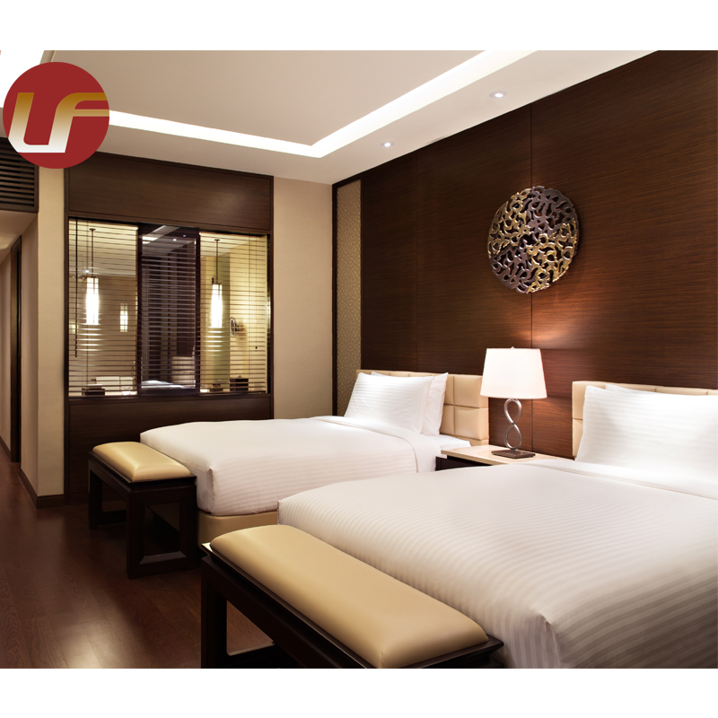 مجموعة غرفة نوم فندق هيلتون التجارية الفاخرة الحديثة ذات الخمس نجوم ، أثاث غرفة نوم الفندق الفخم للضيافة للتخصيص