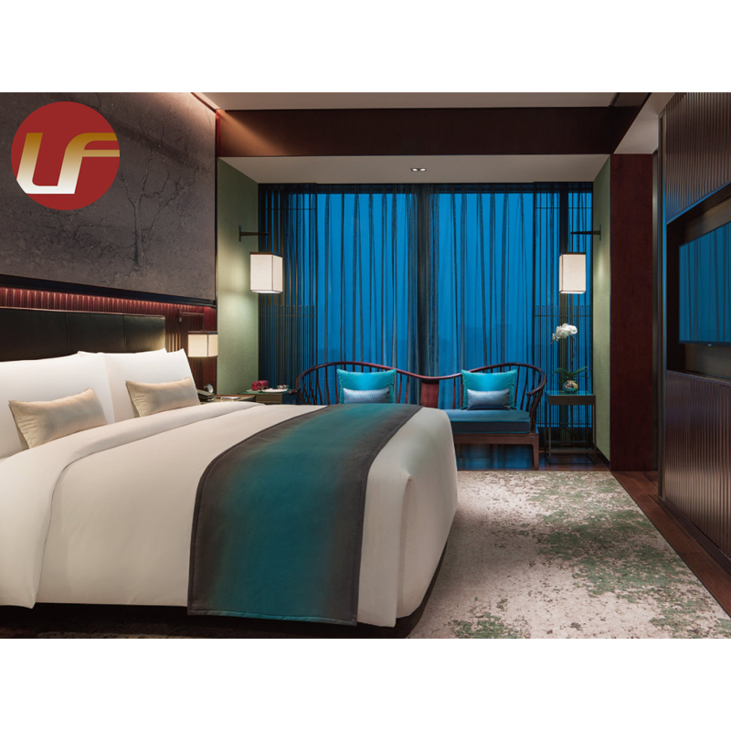 مصنع جوانجدونج ميلامين سرير كينج حديث 4 5 نجوم مشروع شقة فندقية مجموعة أثاث غرفة نوم كاملة